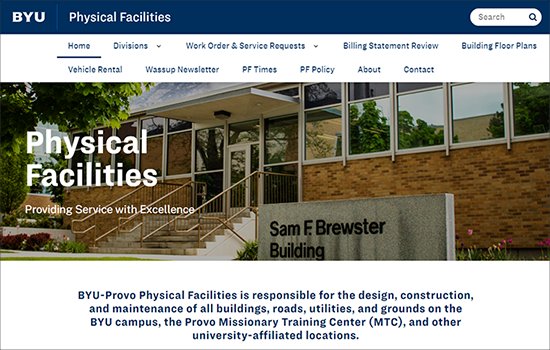 BYU Physical Facilities homepage